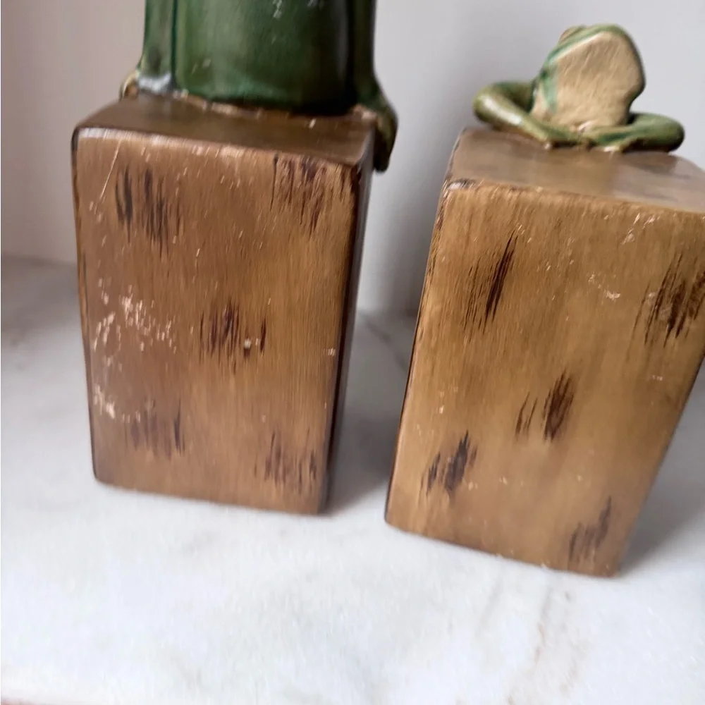 Charming Frog Bookends - Green and Brown